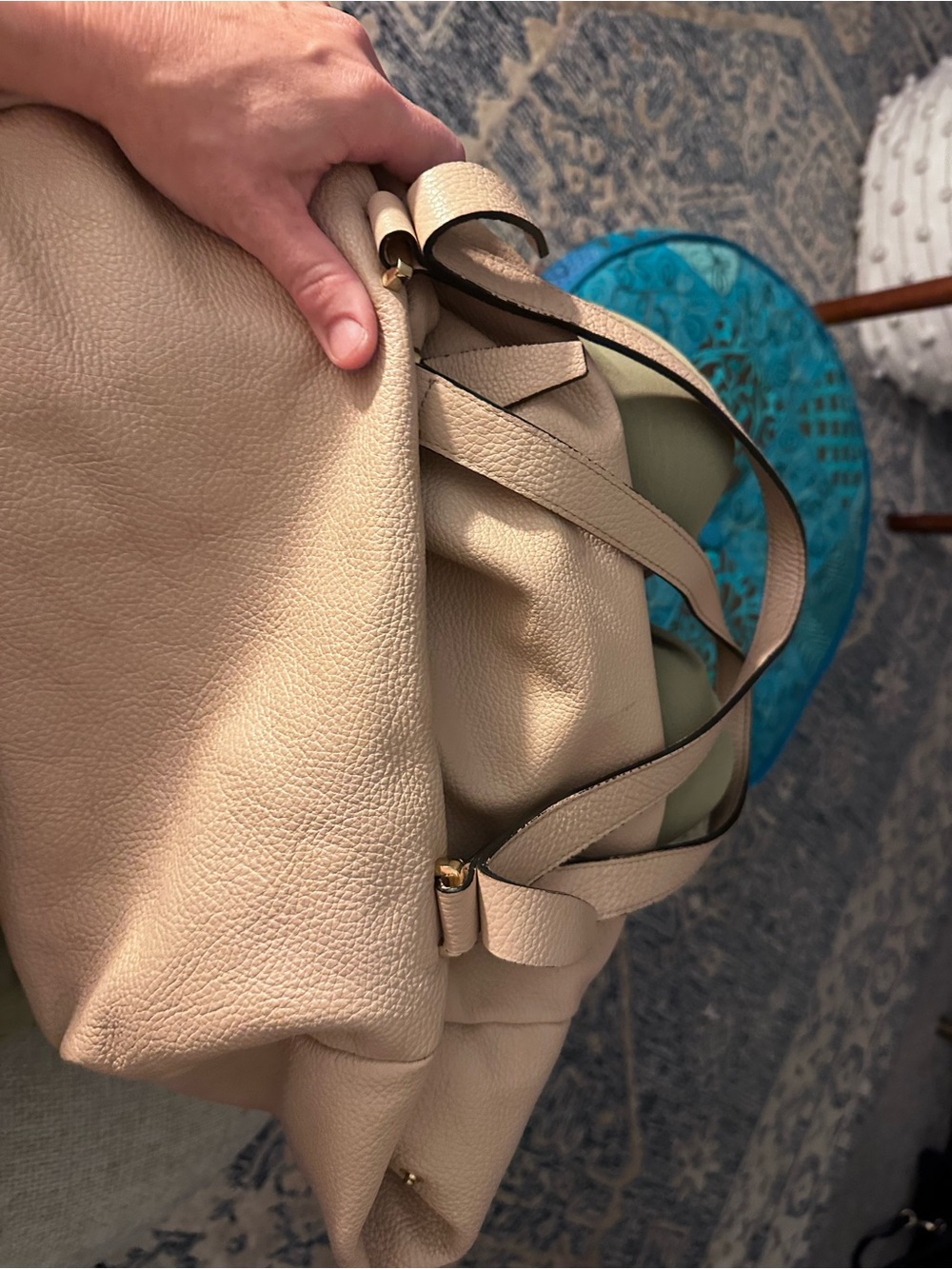 Classic Cream Pebbled Leather Hobo Bag
